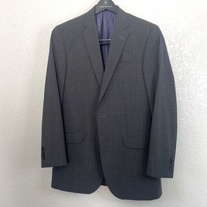 Ted Baker London Endurance Jay 100% Wool Sport Coat Mens 40L‎ gray plaid Jacket